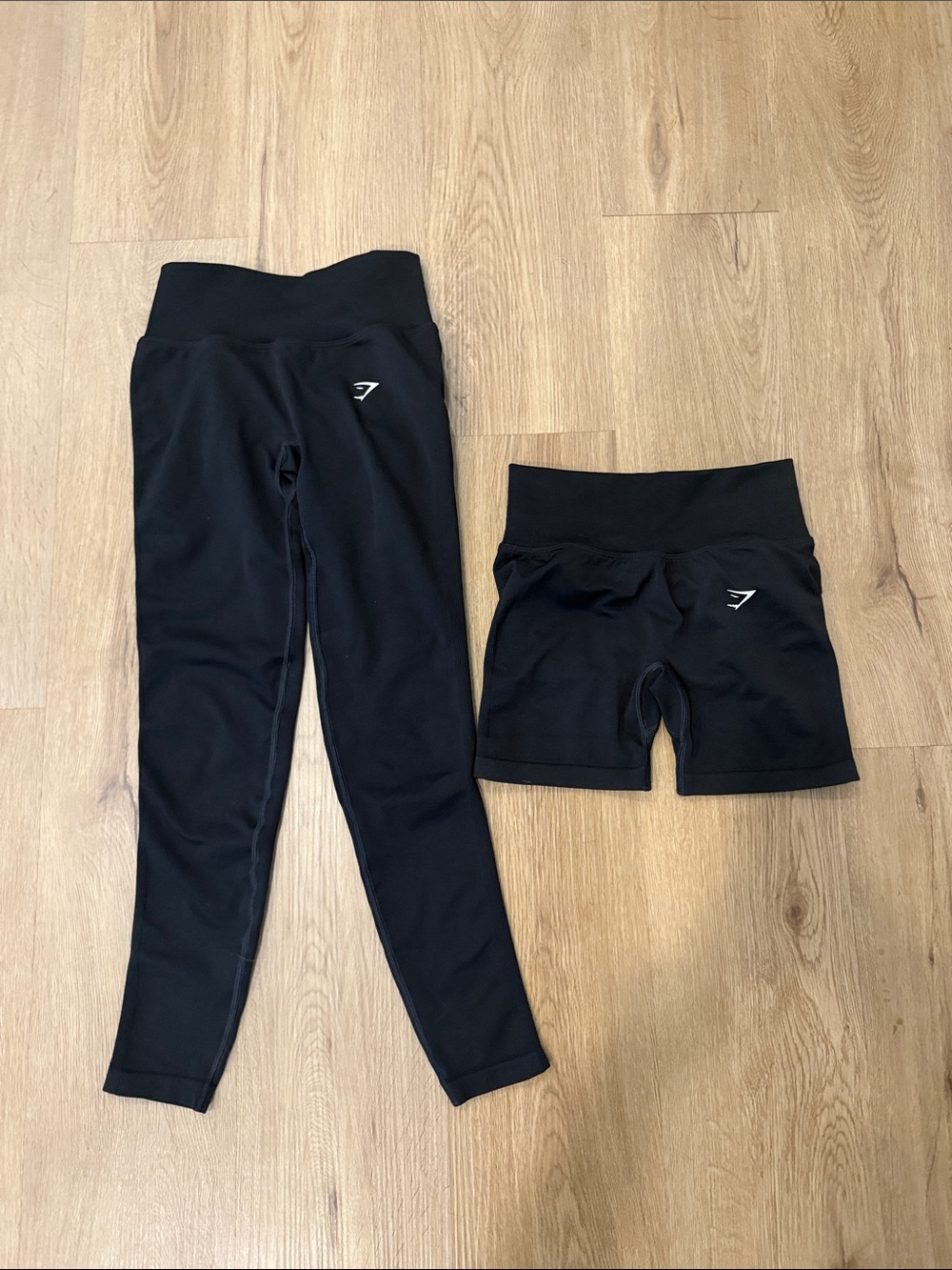 Gymshark Black High-Waist Leggings with Matching Bike Shorts